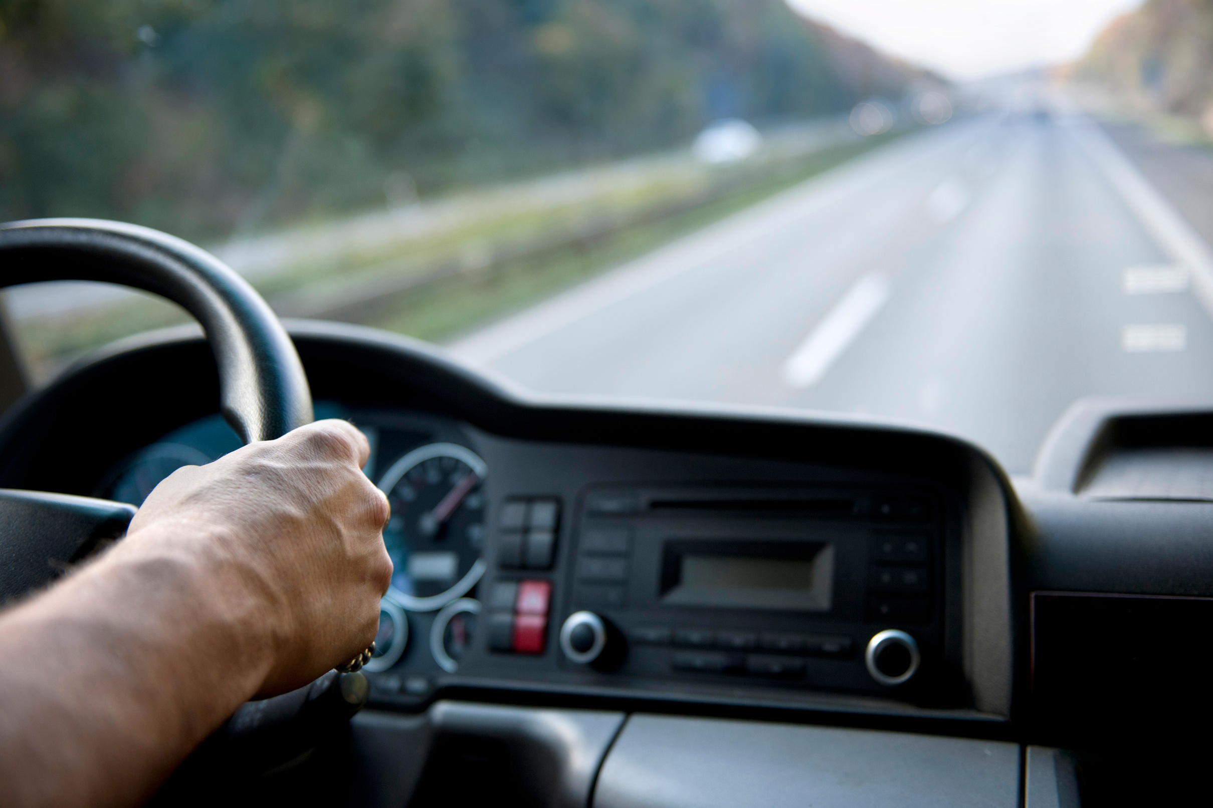 Truck driver on german autobahn